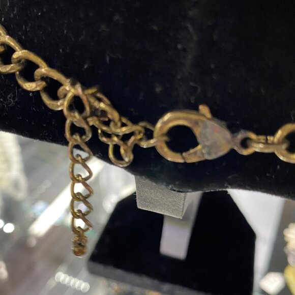 Vintage Statement Necklace Black White & Gray Gemstones In Gold-Tone Setting - Picture 4 of 5